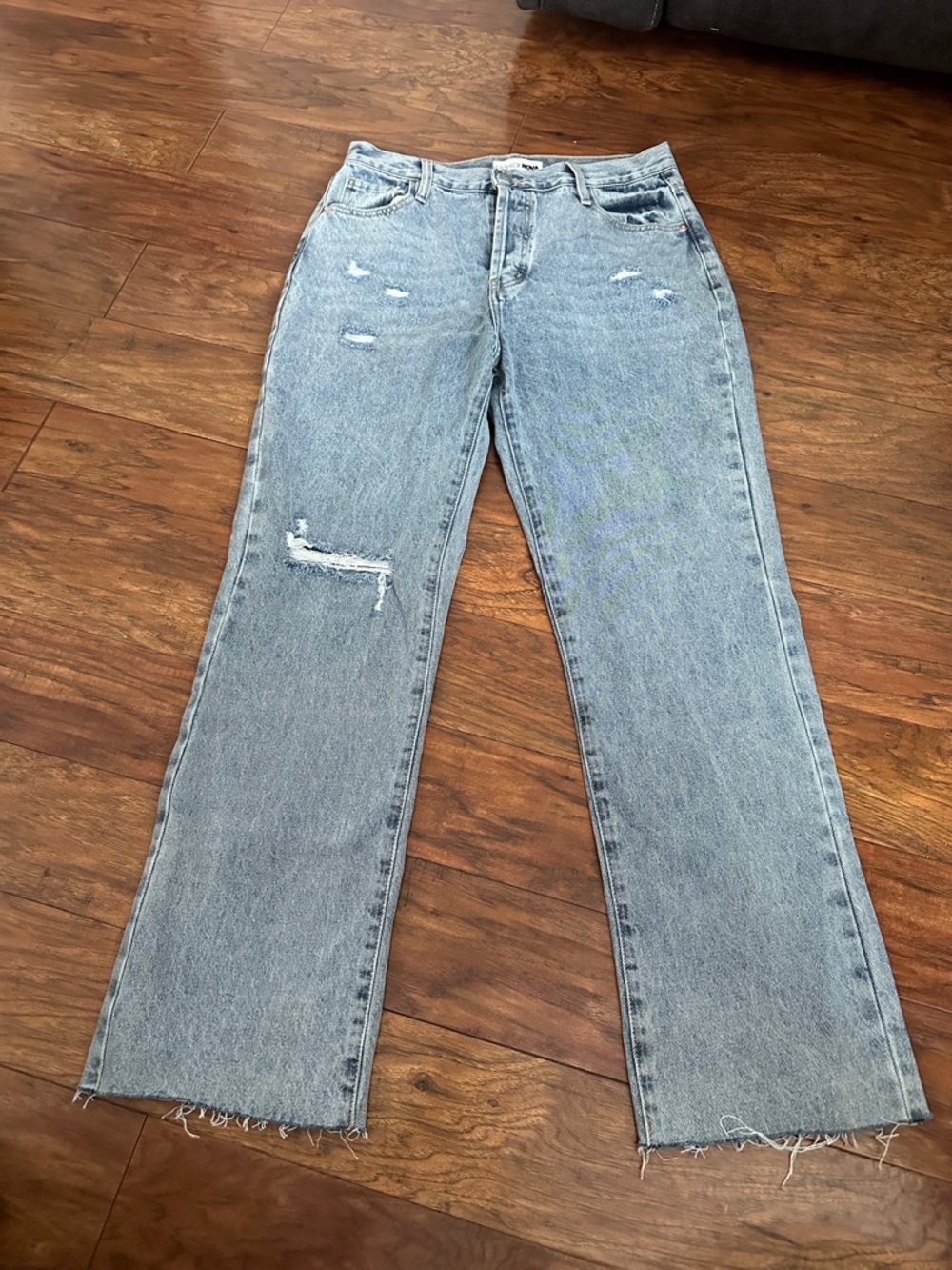 Fashion Nova Light Wash Distressed Wide-Leg Jeans